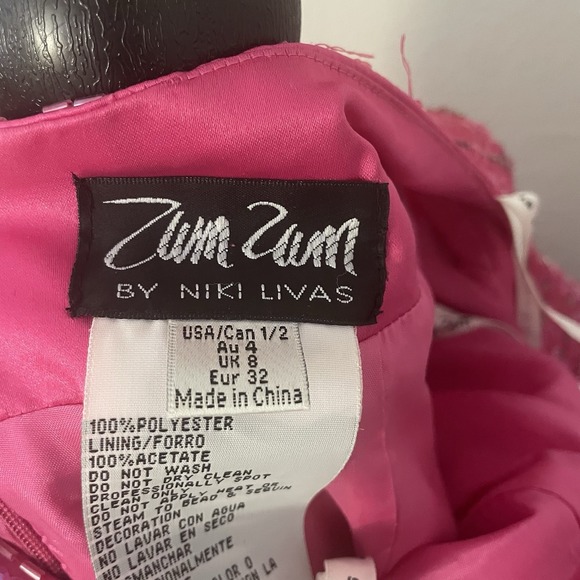 VTG ZUM ZUM by NIKI VILAS 1/2 Pink Satin Fairy Y2K Beads Sequins Gown Prom HOCO - Picture 8 of 11